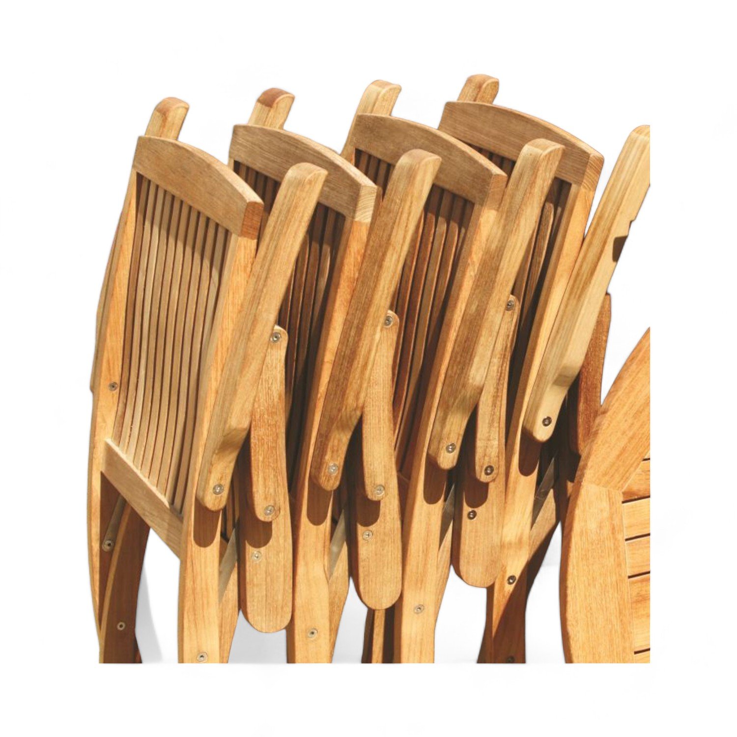Natural Find Sanded Teak Bistro Outdoor Table Set 4 Folding Chair with Tenon Mortise Joint Garden Dining Table and Chairs Set