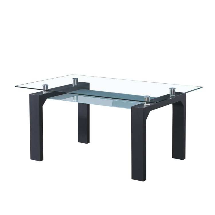 wholesale long square dining room furniture wood legs tempered minimalist dining table glass