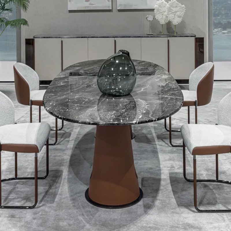 Luxury Italian Dining Table Set For 8 Modern Villa Full Dining Table Natural Marble Top Dining Table Set Luxury Style