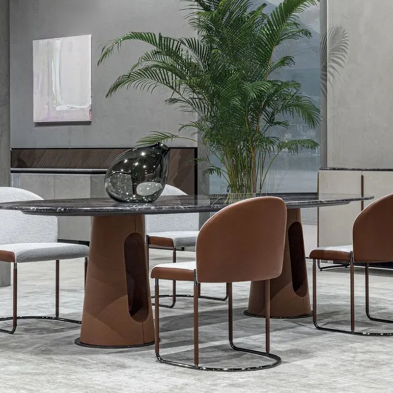 Luxury Italian Dining Table Set For 8 Modern Villa Full Dining Table Natural Marble Top Dining Table Set Luxury Style