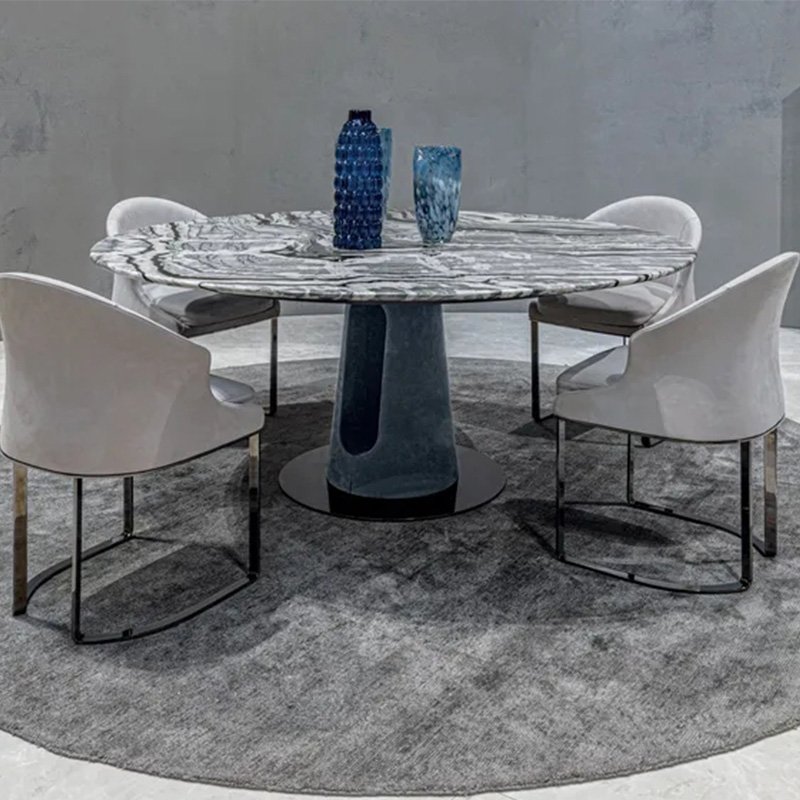 Luxury Italian Dining Table Set For 8 Modern Villa Full Dining Table Natural Marble Top Dining Table Set Luxury Style