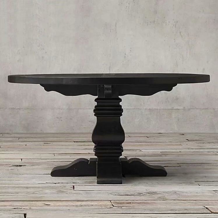 Custom furniture French style antique dining room upscale solid wood large round table