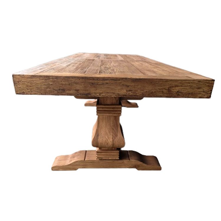 Farmhouse Thick Top Chunky Rustic Reclaimed Elm Wood Dining Table Designs Stable Durable Rectangular Dining Table