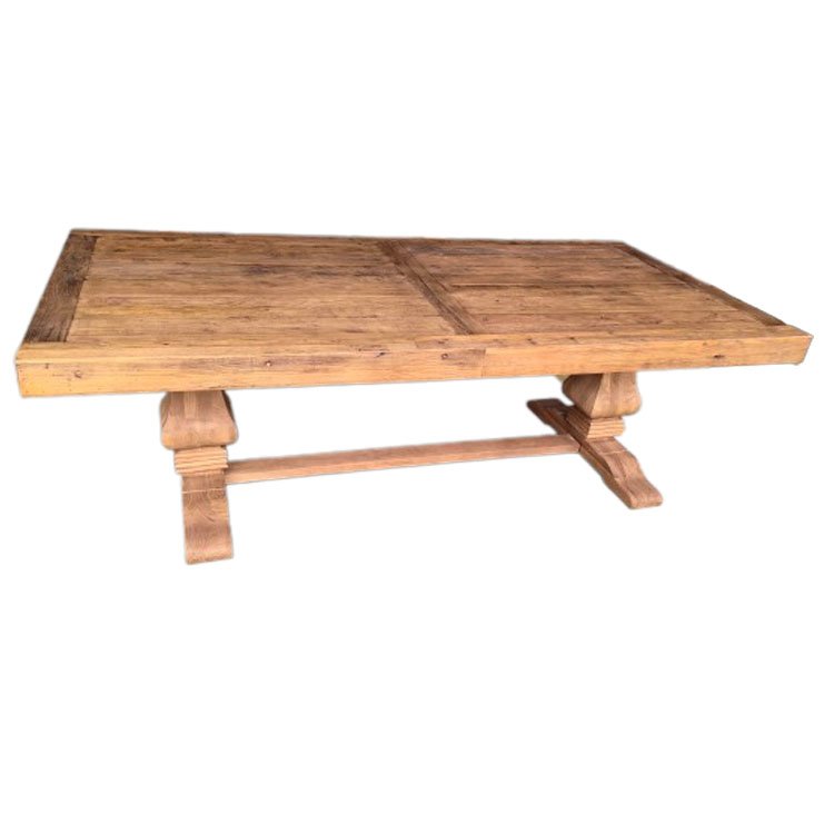 Farmhouse Thick Top Chunky Rustic Reclaimed Elm Wood Dining Table Designs Stable Durable Rectangular Dining Table