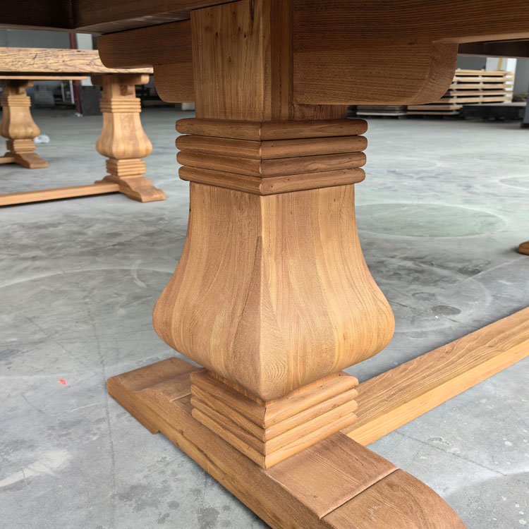 Farmhouse Thick Top Chunky Rustic Reclaimed Elm Wood Dining Table Designs Stable Durable Rectangular Dining Table