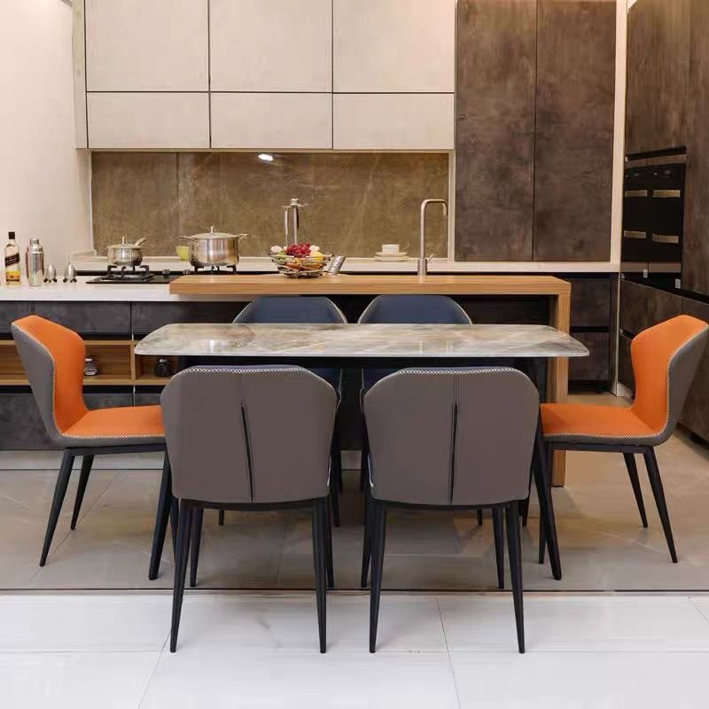 Competitive Price Sintered Stone Top Hotel Dining Family Table Beauty Luxury Dining Room 6 Seaters Set With Chairs