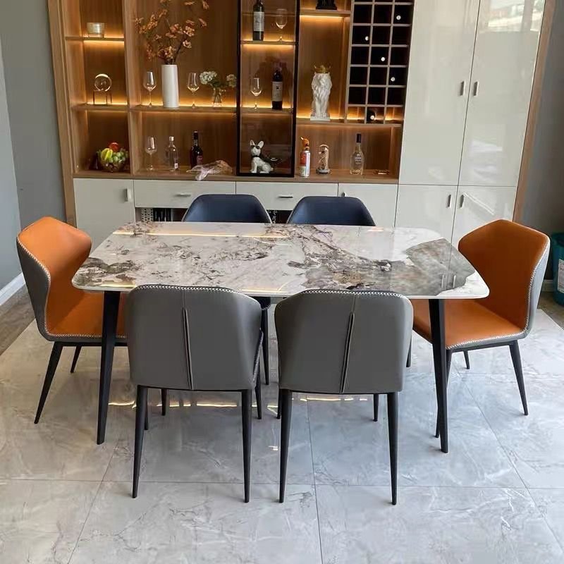 Competitive Price Sintered Stone Top Hotel Dining Family Table Beauty Luxury Dining Room 6 Seaters Set With Chairs