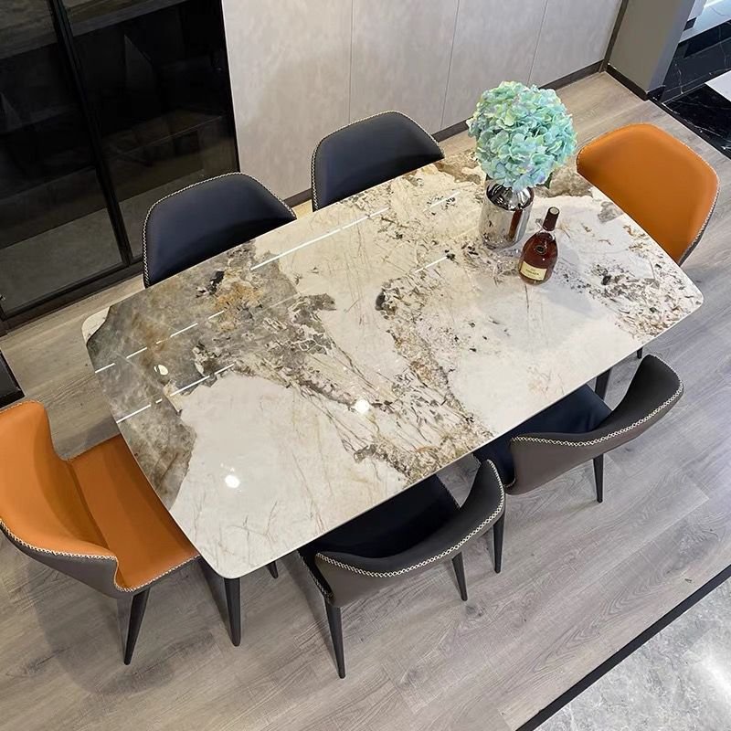 Competitive Price Sintered Stone Top Hotel Dining Family Table Beauty Luxury Dining Room 6 Seaters Set With Chairs