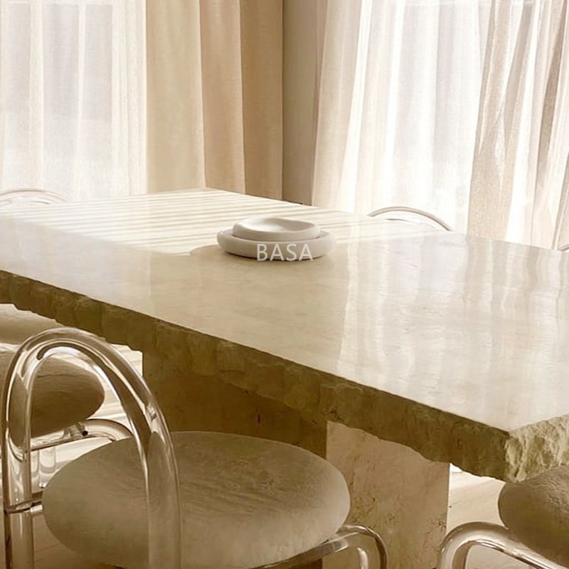 Hotel garden table natural marble square countertop, hit the style