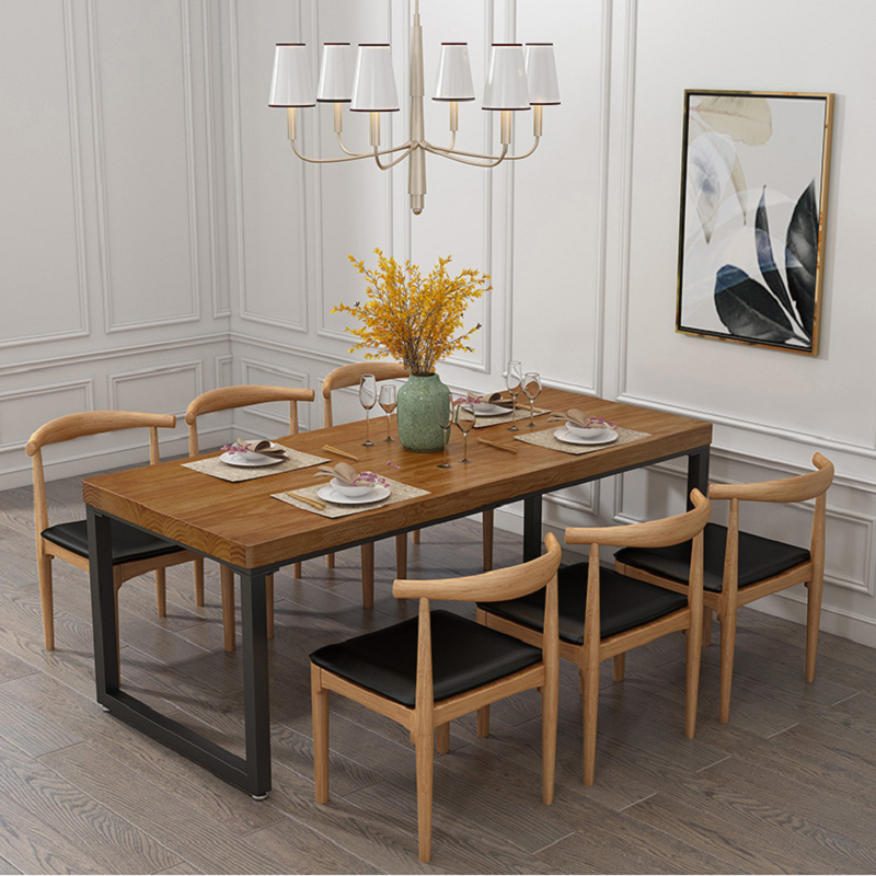 Customizable Size Dining Room Furniture Rectangular Kitchen Wooden Solid Wood Dining Table Chair Set 6 Seats