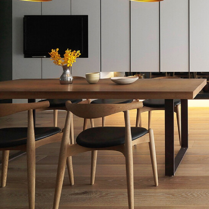 Customizable Size Dining Room Furniture Rectangular Kitchen Wooden Solid Wood Dining Table Chair Set 6 Seats