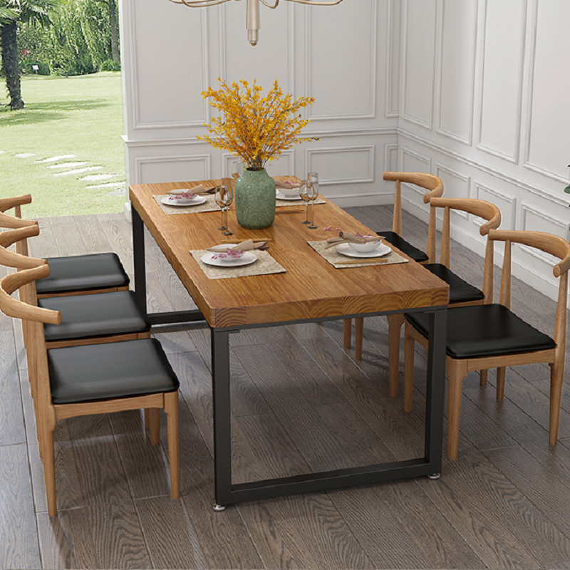 Customizable Size Dining Room Furniture Rectangular Kitchen Wooden Solid Wood Dining Table Chair Set 6 Seats