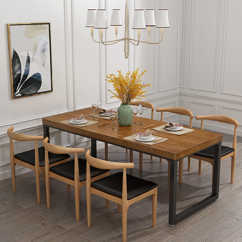 Customizable Size Dining Room Furniture Rectangular Kitchen Wooden Solid Wood Dining Table Chair Set 6 Seats