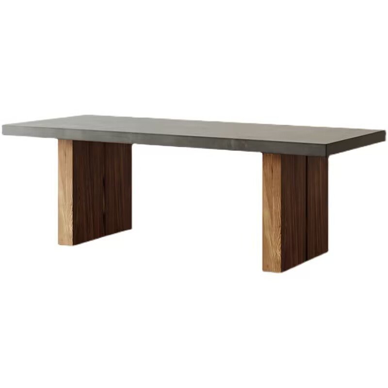Nordic pure solid wood light luxury dining table, wooden large board table, long table, creative design workbench