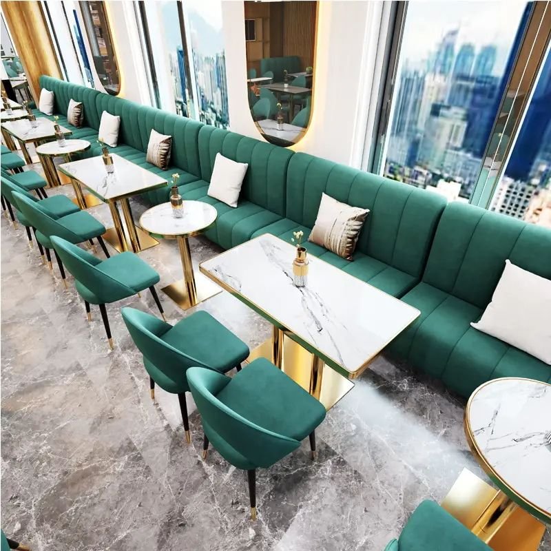 Nordic Simple Style Restaurant Cafe Hotel Furniture Booth Sofa Custom Dining Table And Chairs Set