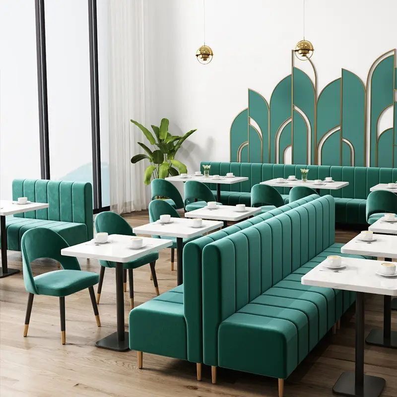 Nordic Simple Style Restaurant Cafe Hotel Furniture Booth Sofa Custom Dining Table And Chairs Set