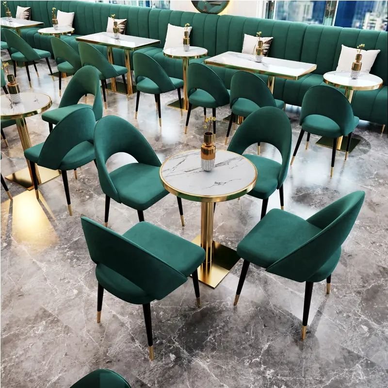 Nordic Simple Style Restaurant Cafe Hotel Furniture Booth Sofa Custom Dining Table And Chairs Set
