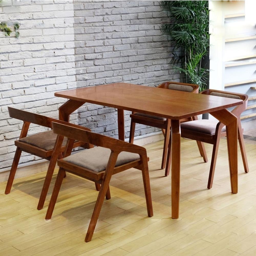 Antique Style Modern Wood Dining Chair Table Set Custom Restaurant Furniture for Cafe Hotel PU Leather Metal Square Patterns