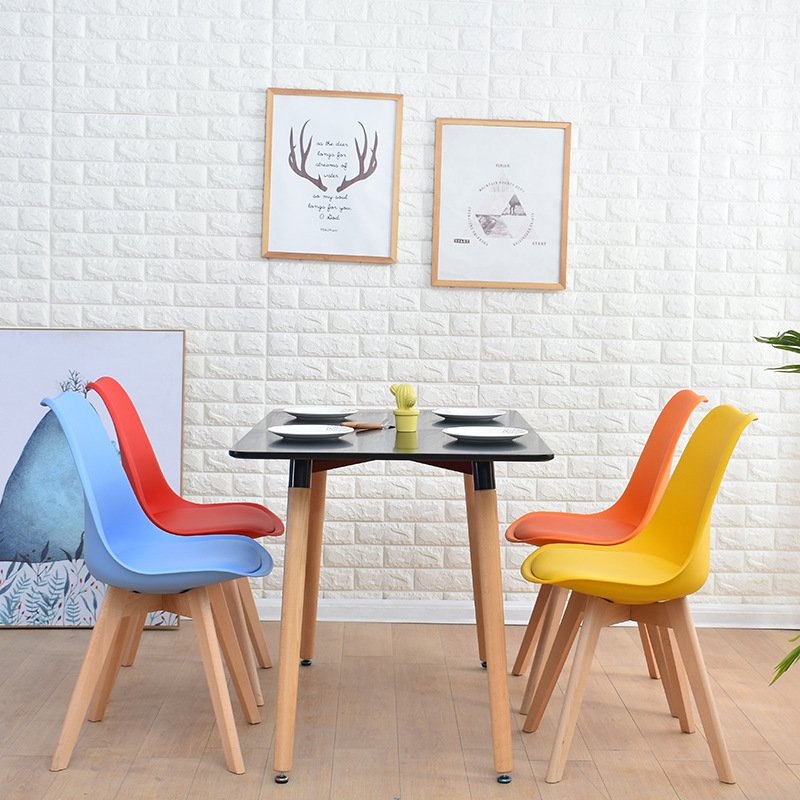 Simple Design Popular Sale Restaurant Dining Sets Plastic Dining Chair and MDF Wooden Dining Table