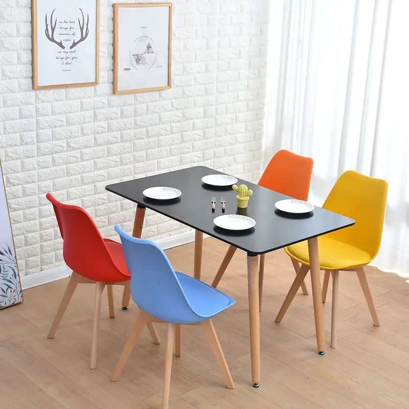Simple Design Popular Sale Restaurant Dining Sets Plastic Dining Chair and MDF Wooden Dining Table