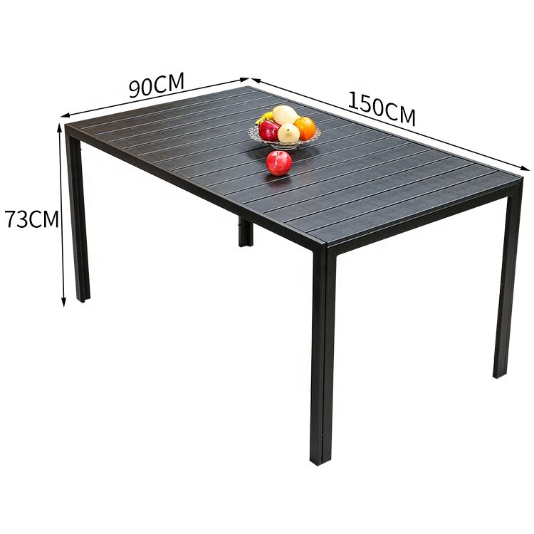 7 Pcs Outdoor Garden Wood Furniture Aluminum Plastic Wood Dining Table And Chairs