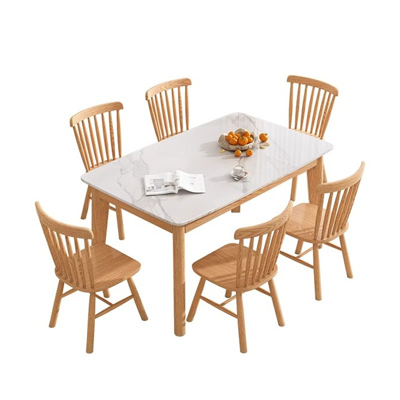 Nordic living room furniture all solid wood ash wood rock plate dining table set with chair small household durable square table