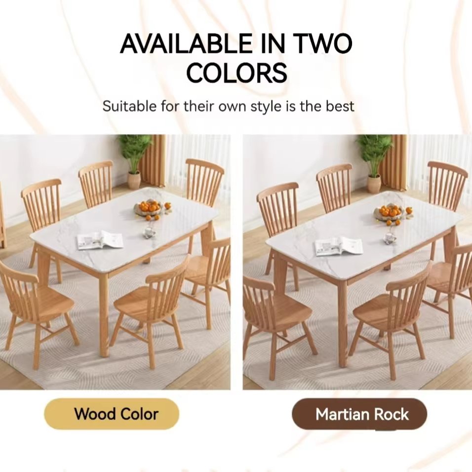 Nordic living room furniture all solid wood ash wood rock plate dining table set with chair small household durable square table