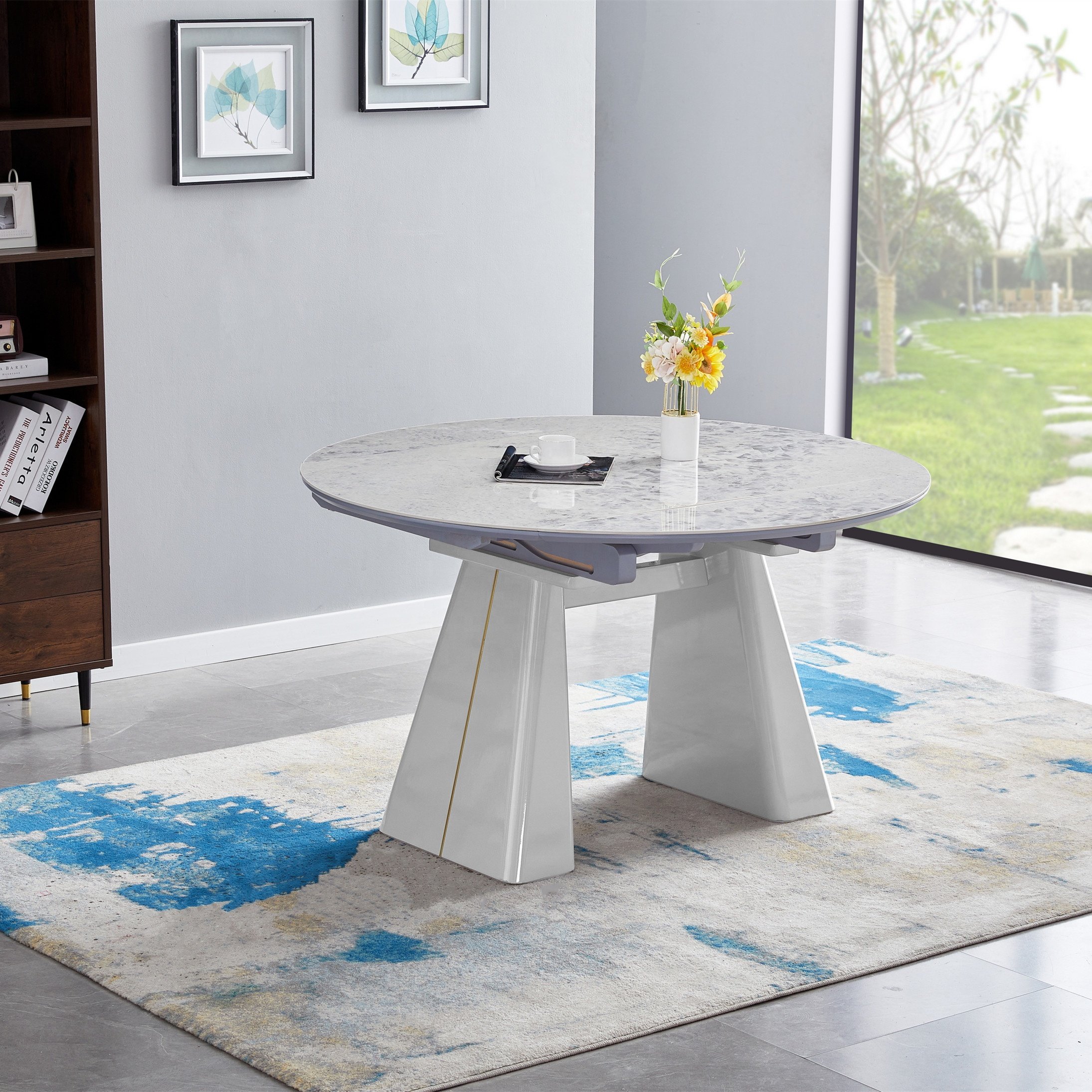 Dining table set 6 chairs, modern dining table set, extendable dining table set