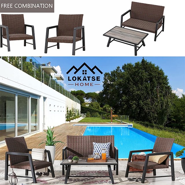 Outdoor Furniture Garden Table and Chairs Set Carton Waterproof Fabric Modern PE Rattan Luxury Outdoor Villa Furniture 2-3 Years