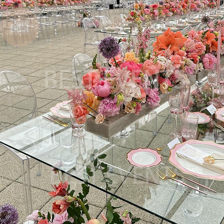 Clear Ghost Wedding Furniture Bride And Groom Transparent Crystal Acrylic Dining Table For Event