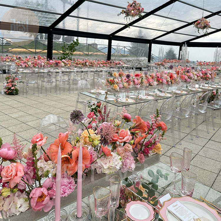 Clear Ghost Wedding Furniture Bride And Groom Transparent Crystal Acrylic Dining Table For Event