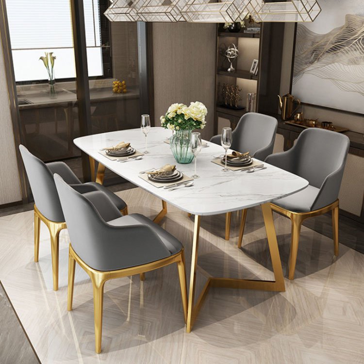 Cheap Modern Classic 10 Seat dining table with chairs marble dining table set