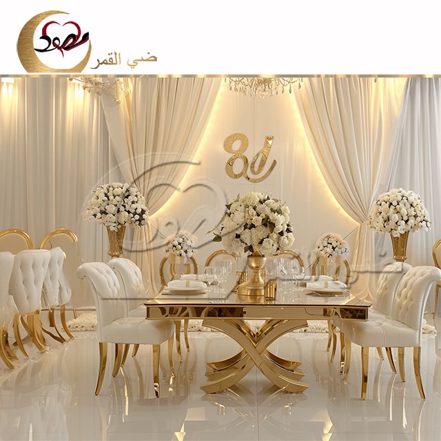 Luxury wedding 10 seater mirror glass top modern banquet dining table set