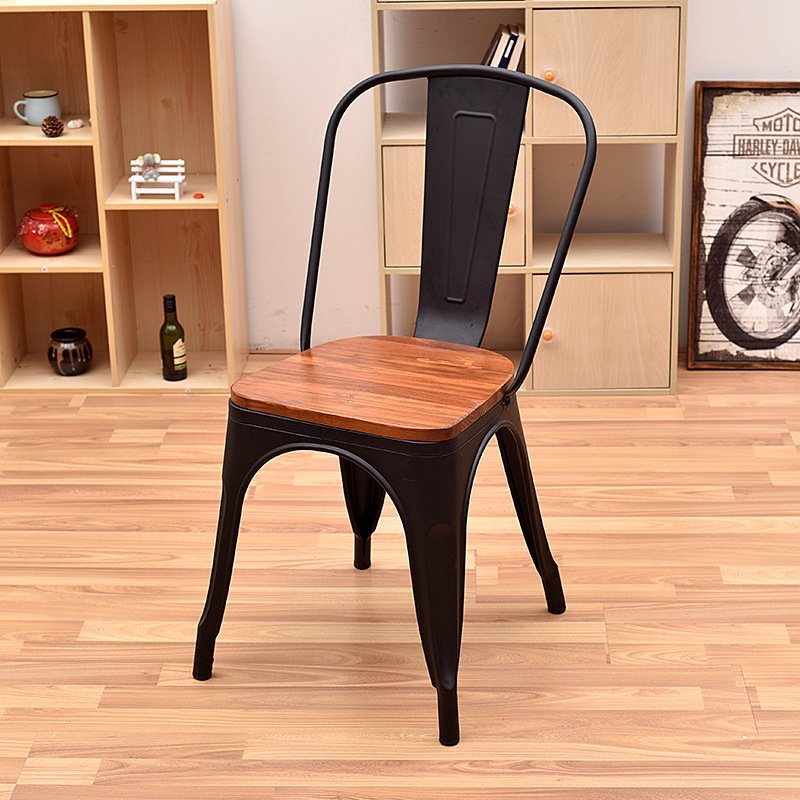 Hot selling Minimal Industrial Style Dining Table Chair Set Metal Chair Wooden Chair