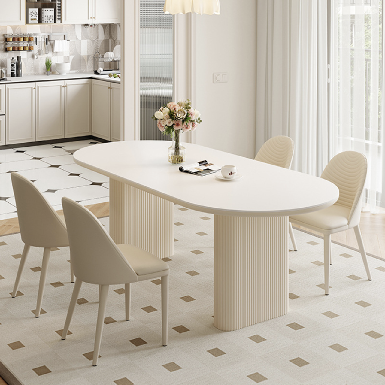 Luxury Rectangular Marble dining table And Chairs Set White Top Restaurant Wooden dining Room Sets dining tables