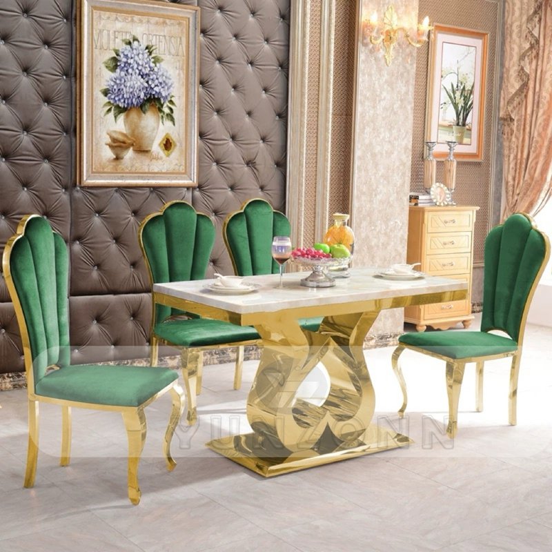 Modern Minimalist Dining Table Set Stainless Steel Banquet Chair for Hotels Halls Living Room Durable Metal Furniture