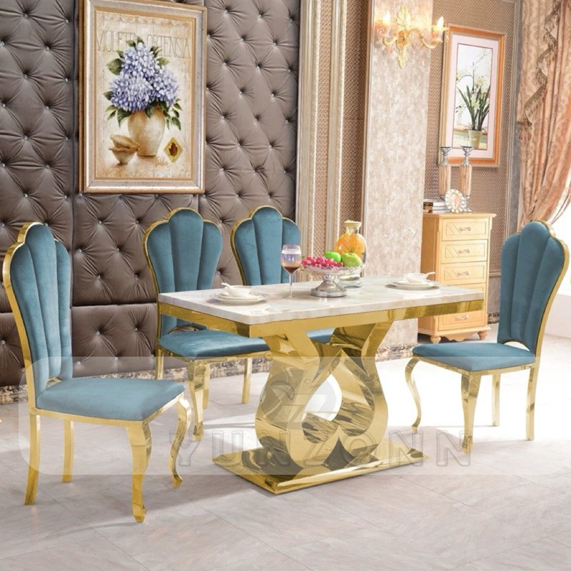 Modern Minimalist Dining Table Set Stainless Steel Banquet Chair for Hotels Halls Living Room Durable Metal Furniture