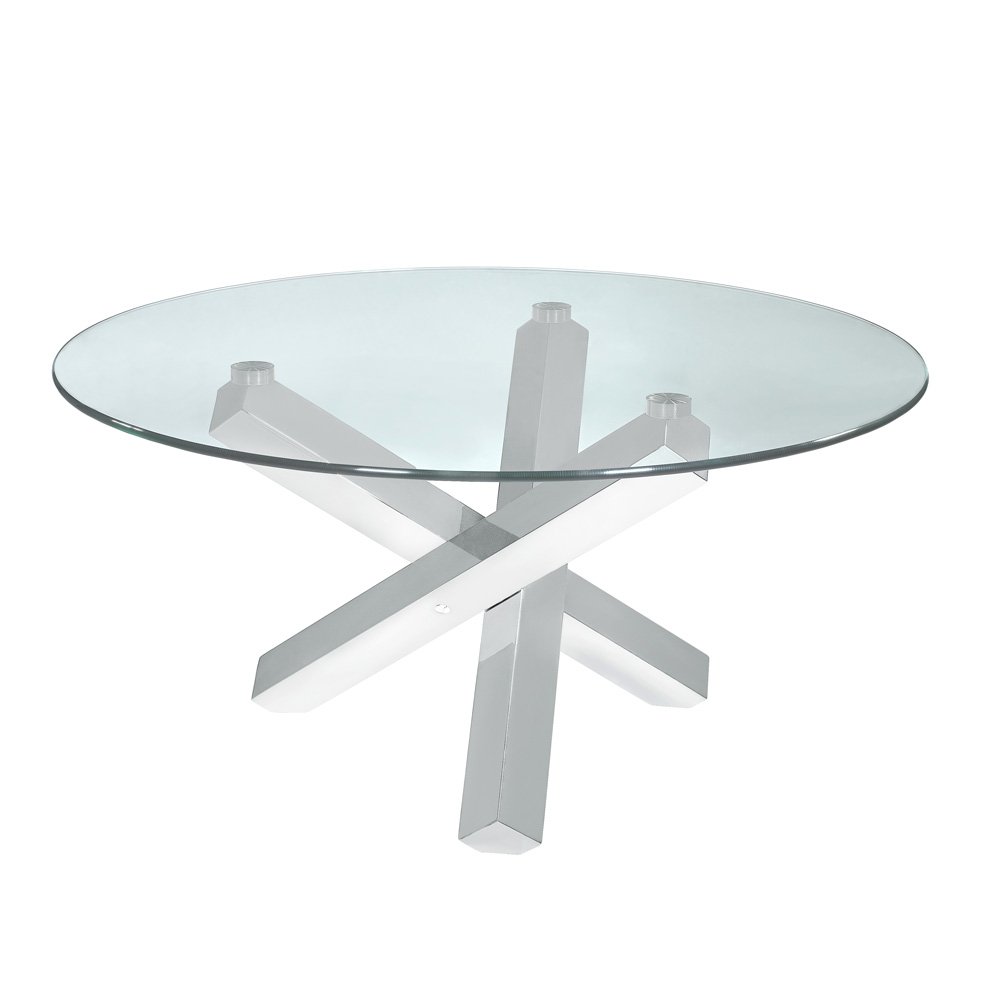 Tempered glass top stainless steel frame Dining table