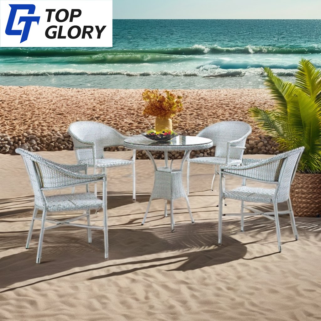 TG Modern Backyard Outdoor Patio Furniture Dining Table With Concrete Top Teak Set Wooden Bench Garden Table And Chair Set