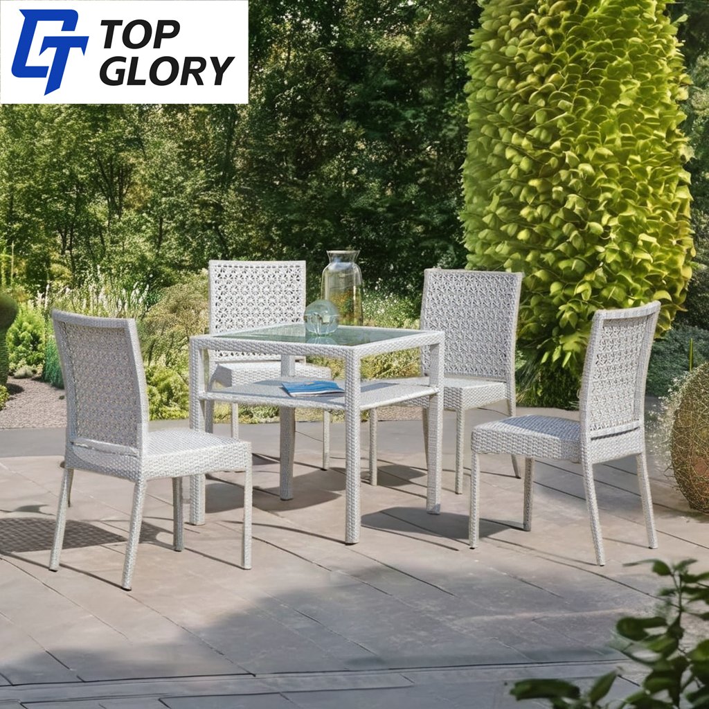 TG Modern Backyard Outdoor Patio Furniture Dining Table With Concrete Top Teak Set Wooden Bench Garden Table And Chair Set