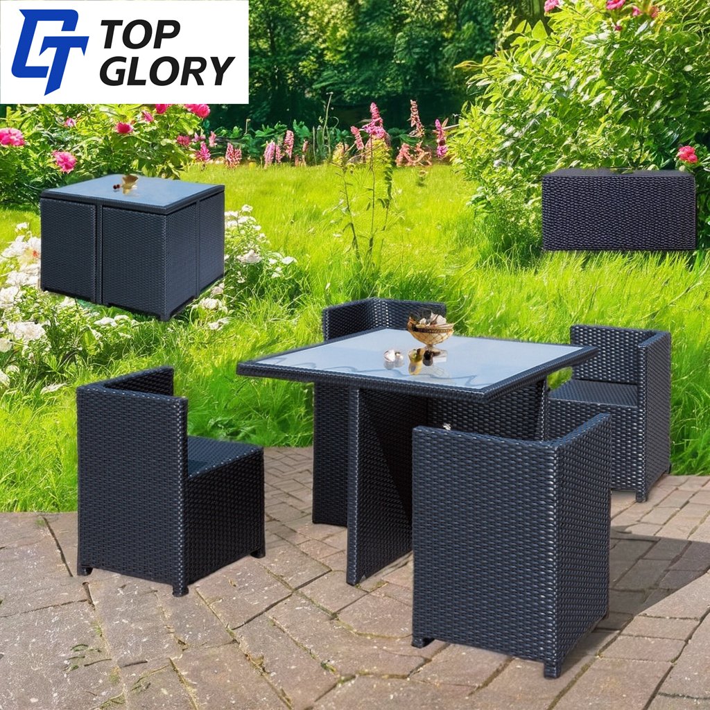 TG Modern Backyard Outdoor Patio Furniture Dining Table With Concrete Top Teak Set Wooden Bench Garden Table And Chair Set