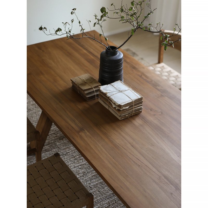 Nordic wabi-Sabi solid wood dining table home long strip creative dining table chair studio original wood table