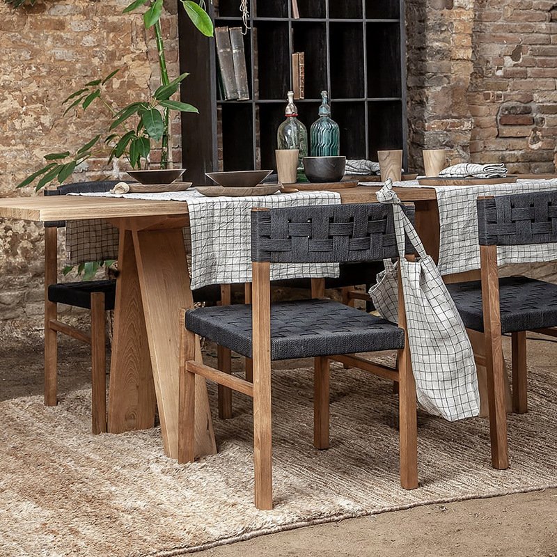 Nordic wabi-Sabi solid wood dining table home long strip creative dining table chair studio original wood table