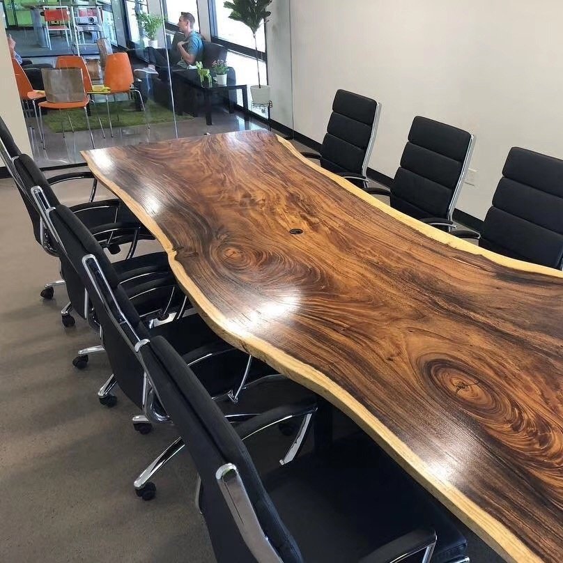 Industrial Furniture Modern Living Side Panels Custom Size Solid Walnut Wooden Dining Table Set