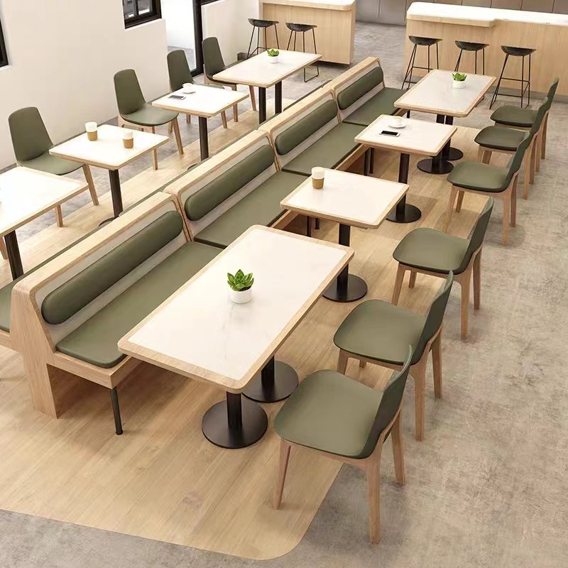 Modern Commercial Furniture Restaurant Booth Seating Wood Frame Dining Table And Chair Sets For Cafe Hotel Use