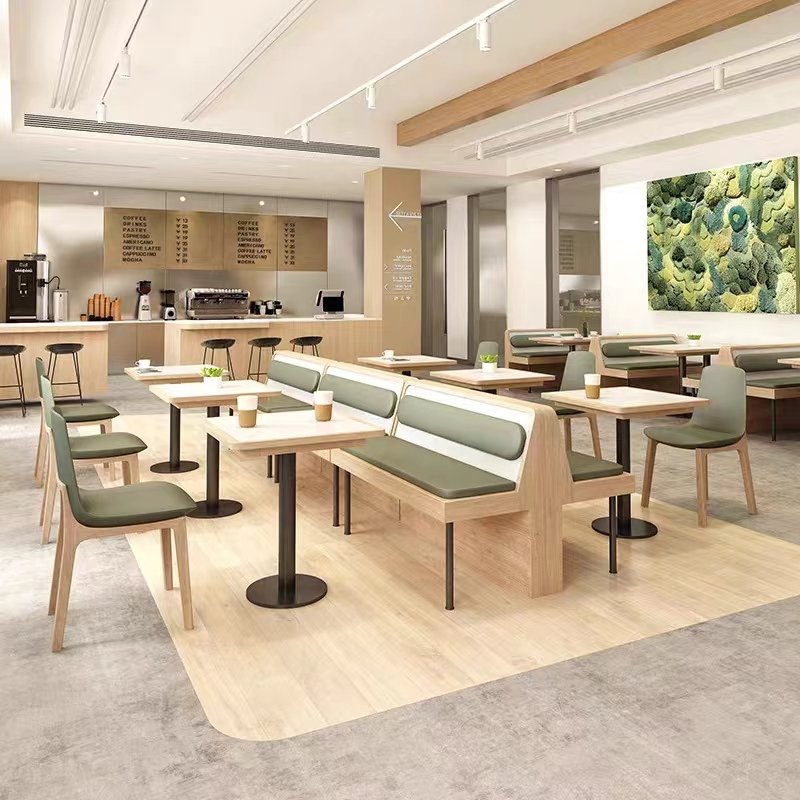 Modern Commercial Furniture Restaurant Booth Seating Wood Frame Dining Table And Chair Sets For Cafe Hotel Use