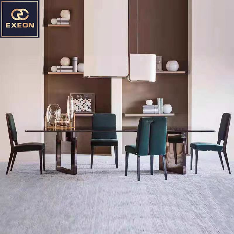 Italian Marble Dining Table Nordic Light Luxury Modern Creative Design Villa Home Rectangular Dining Table