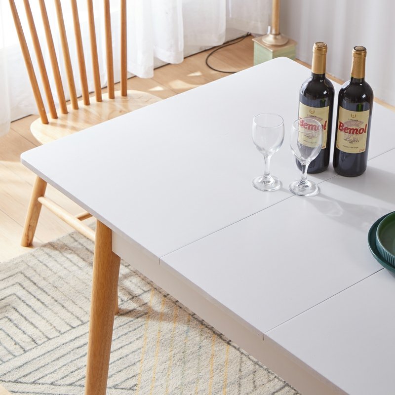 Home Furniture Luxury Modern Custom Recycled Pine Wooden Extendable Dining Table With Gloss