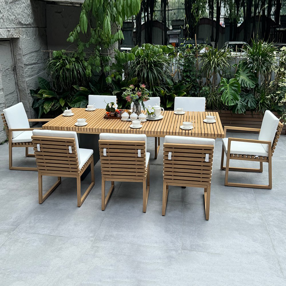 UK popular sectional patio conversation sofa promotional outdoor garden rattan aluminium dining table set outdoor furniture