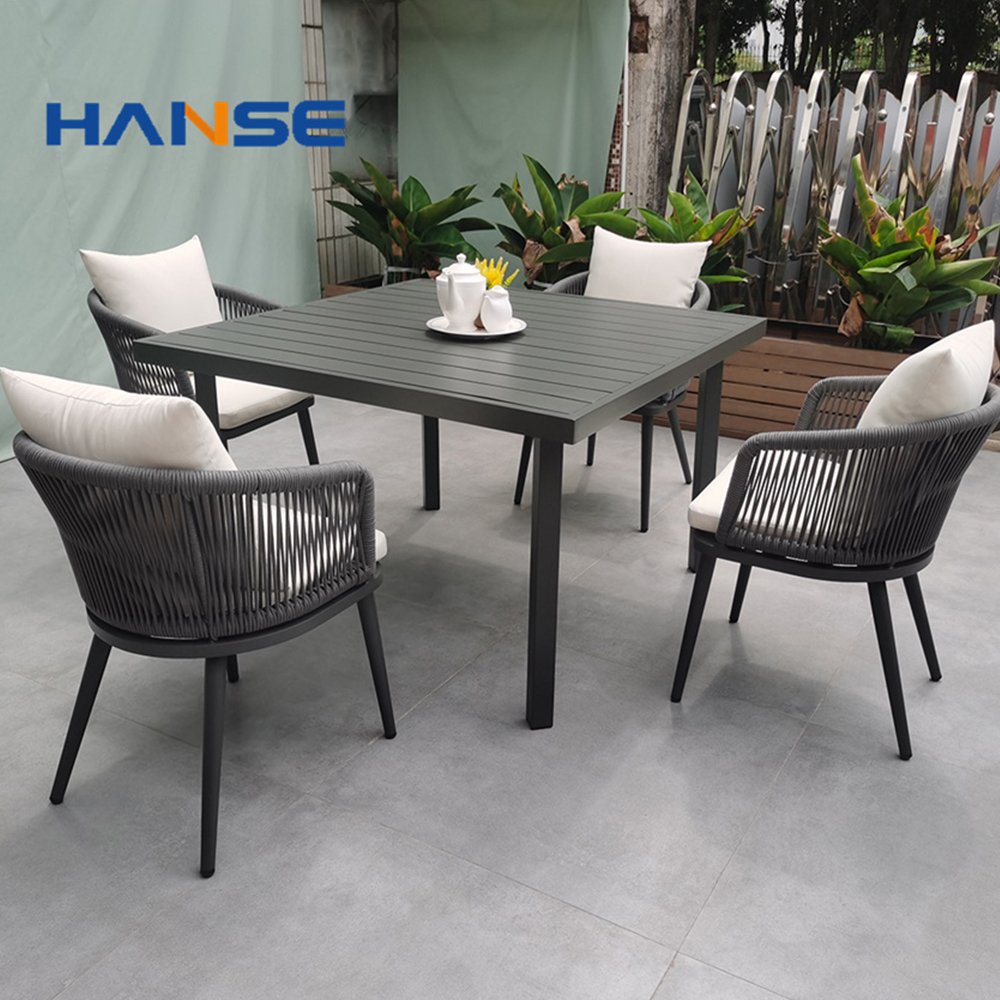 UK popular sectional patio conversation sofa promotional outdoor garden rattan aluminium dining table set outdoor furniture